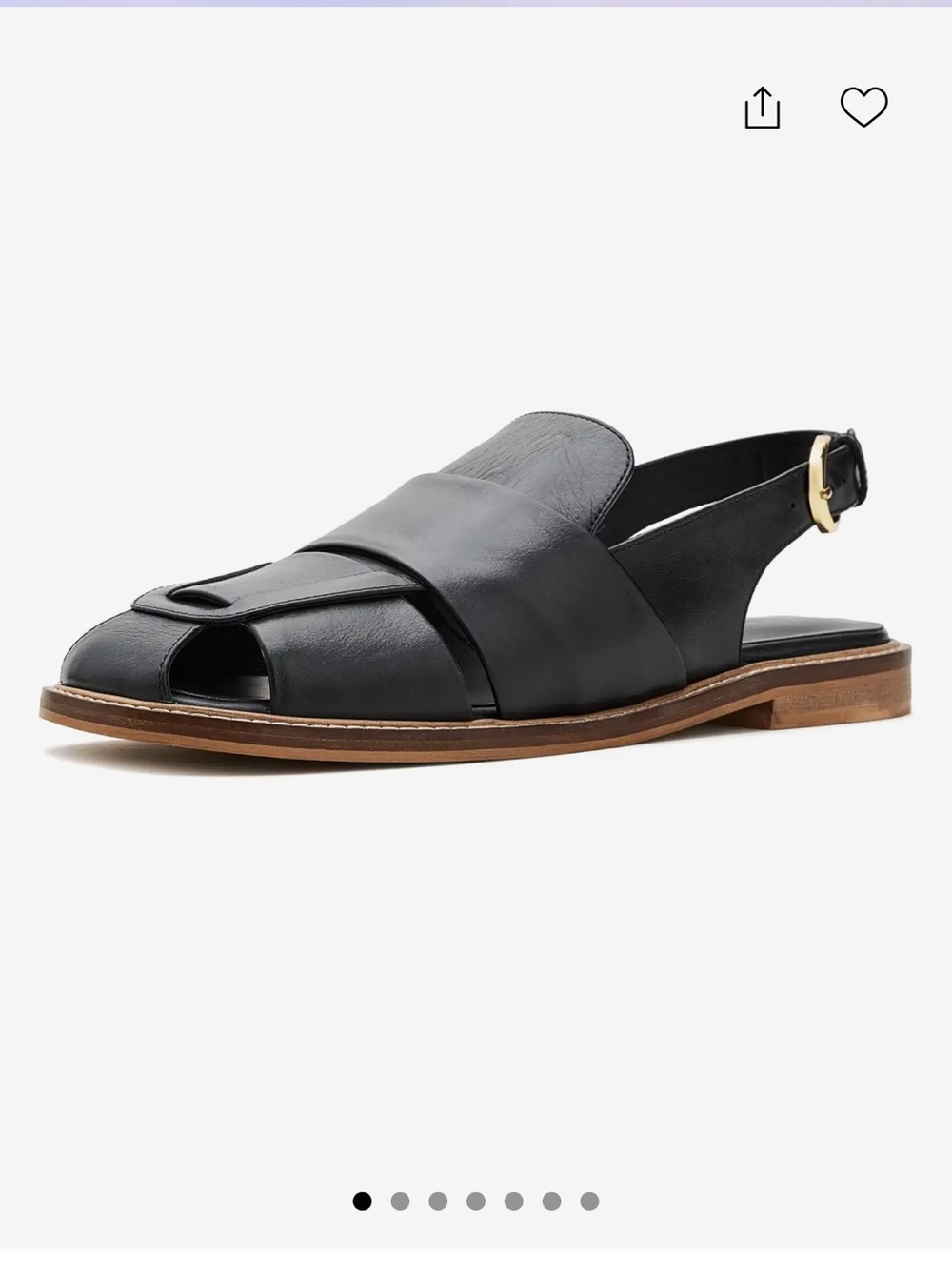 Free People Black Leather Open-Toe Slingback Sandal